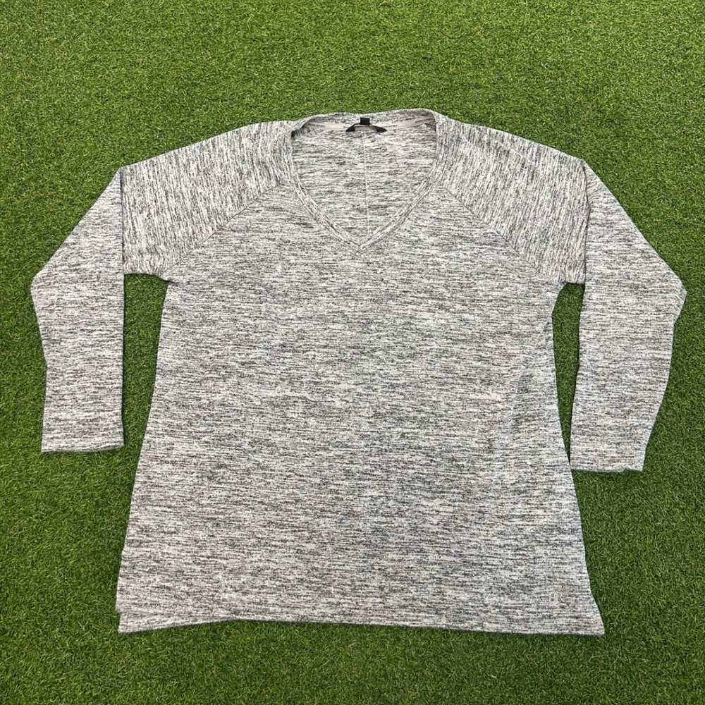 Banana Republic Womens XL Grey Space Dye V-Neck Raglan Long Sleeve Top
